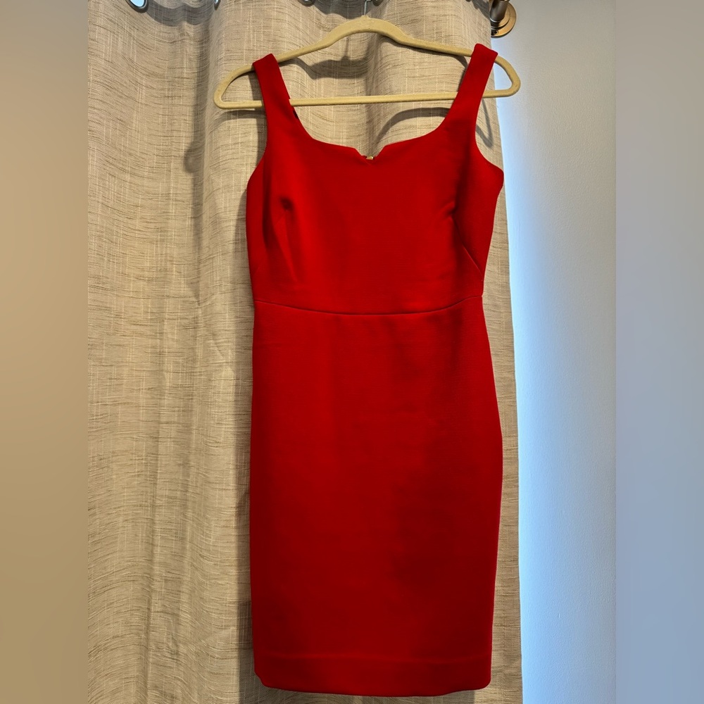 The Limited Dresses Red Bodycon Pencil Dress with Gold Back Zip